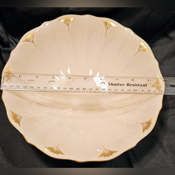 Vintage Lenox Ivory Round Footed Fluted Gold Accent Compote Bowl 10" STUNNING!! - Picture 7 of 7
